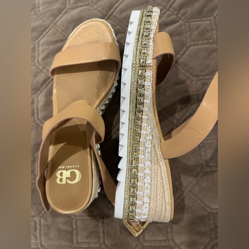 Gianni Bini Tan and Gold Sandals